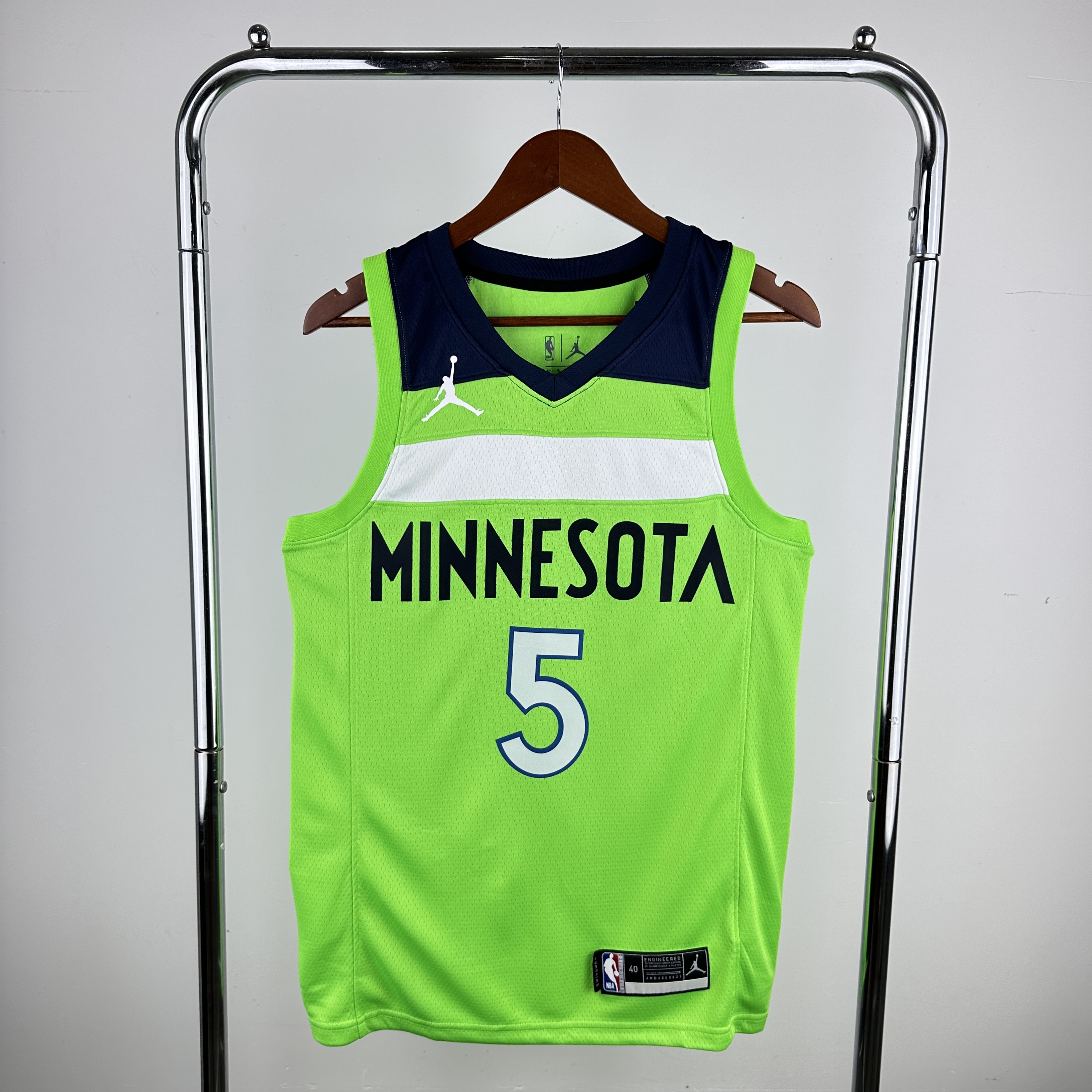Men Minnesota Timberwolves 5 Edwards fluorescent green 2024 NBA Jersey
